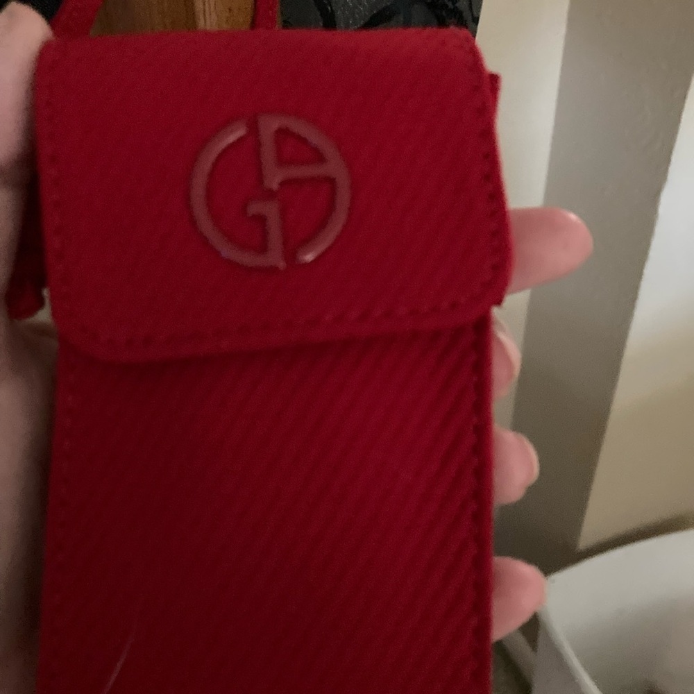 Giorgio Armani Red Cosmetic Bag with 2 lipgloss sticks